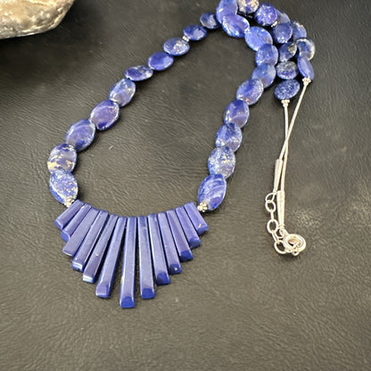Mens Womens Lapis Lazuli Navajo Sterling Silver 23” Necklace 17748