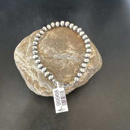 Native American Navajo 6mm Beads 7” Sterling Silver Bracelet 99967