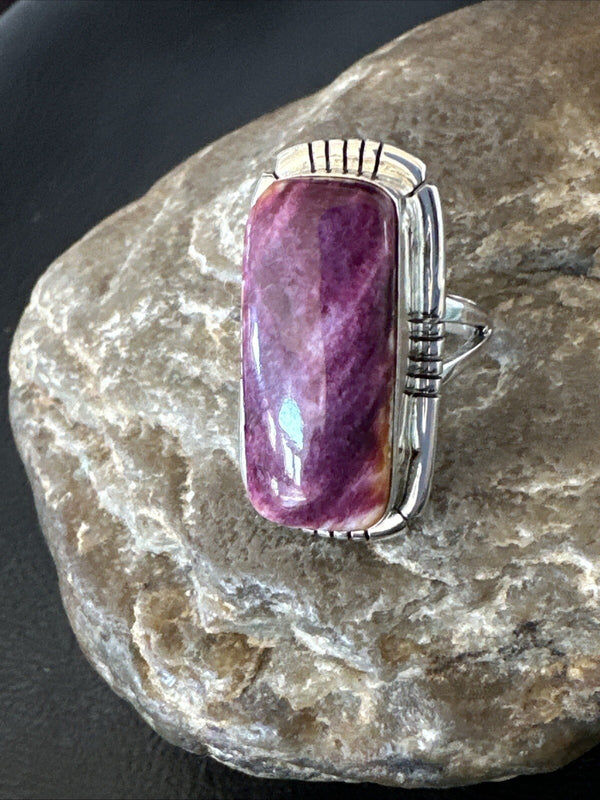 Women's Purple Spiny Oyster Navajo Ring Size 6.5 | Sterling Silver | Authentic Native American Handmade | 18581
