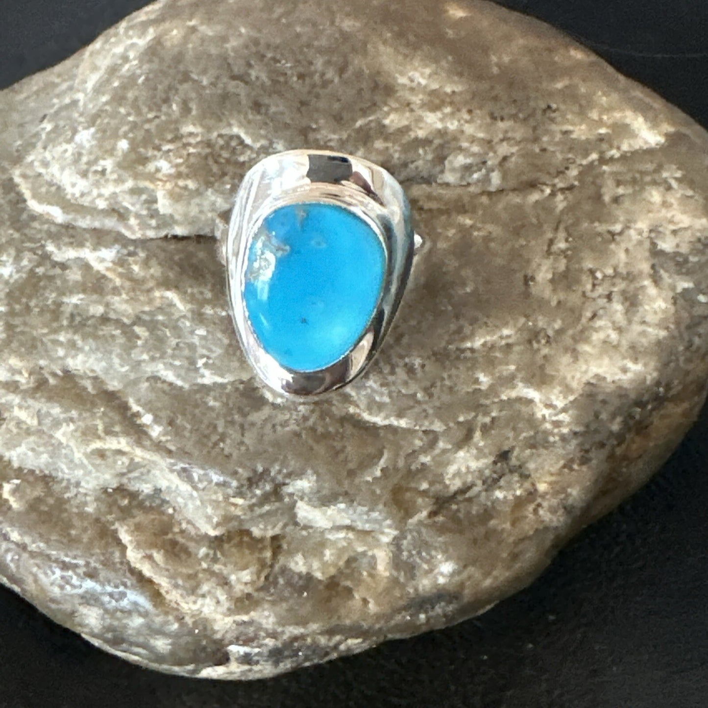 Southwestern Sterling Silver Blue Kingman Turquoise Ring Size 7 18511