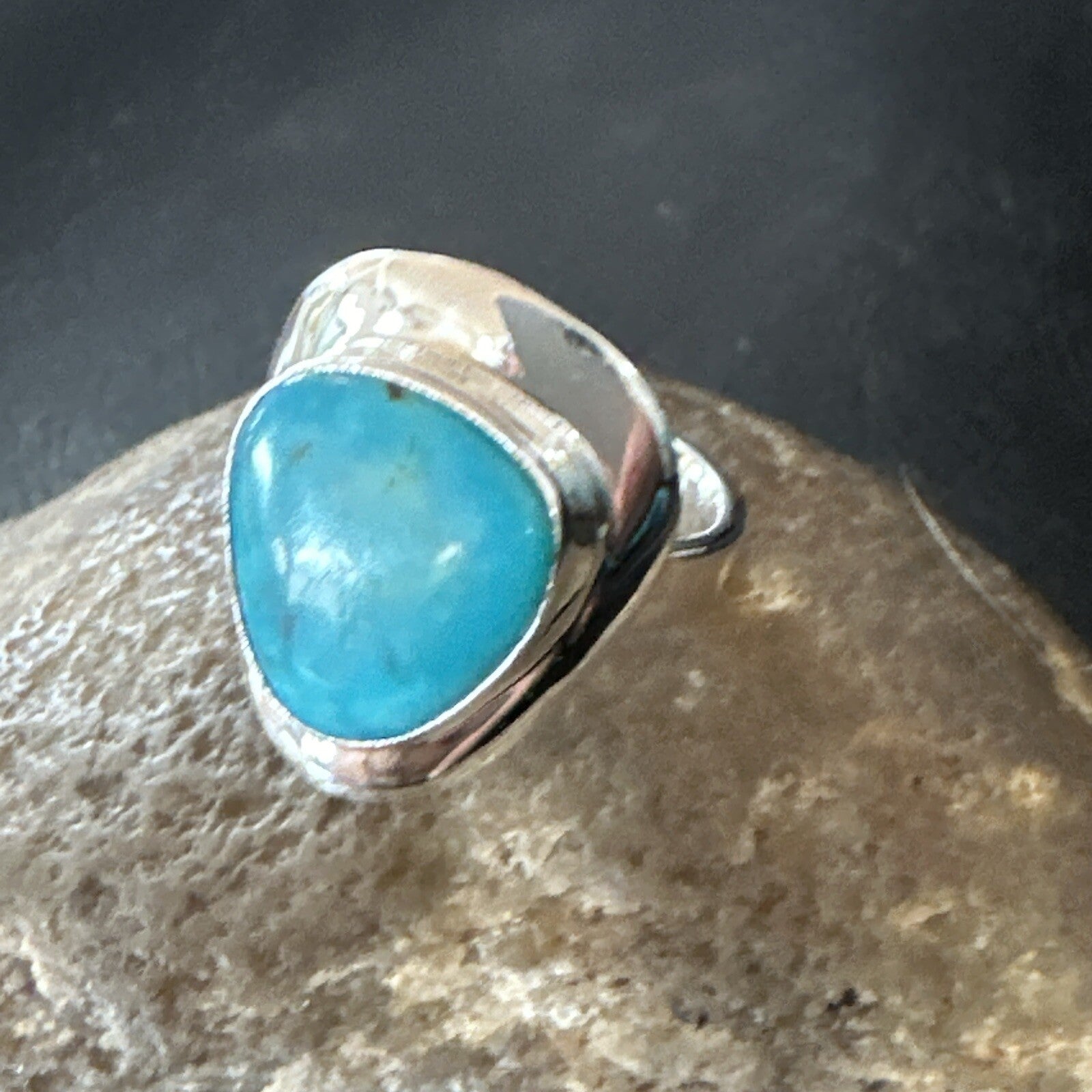 Southwestern Sterling Silver Blue Kingman Turquoise Ring Size 7 18506