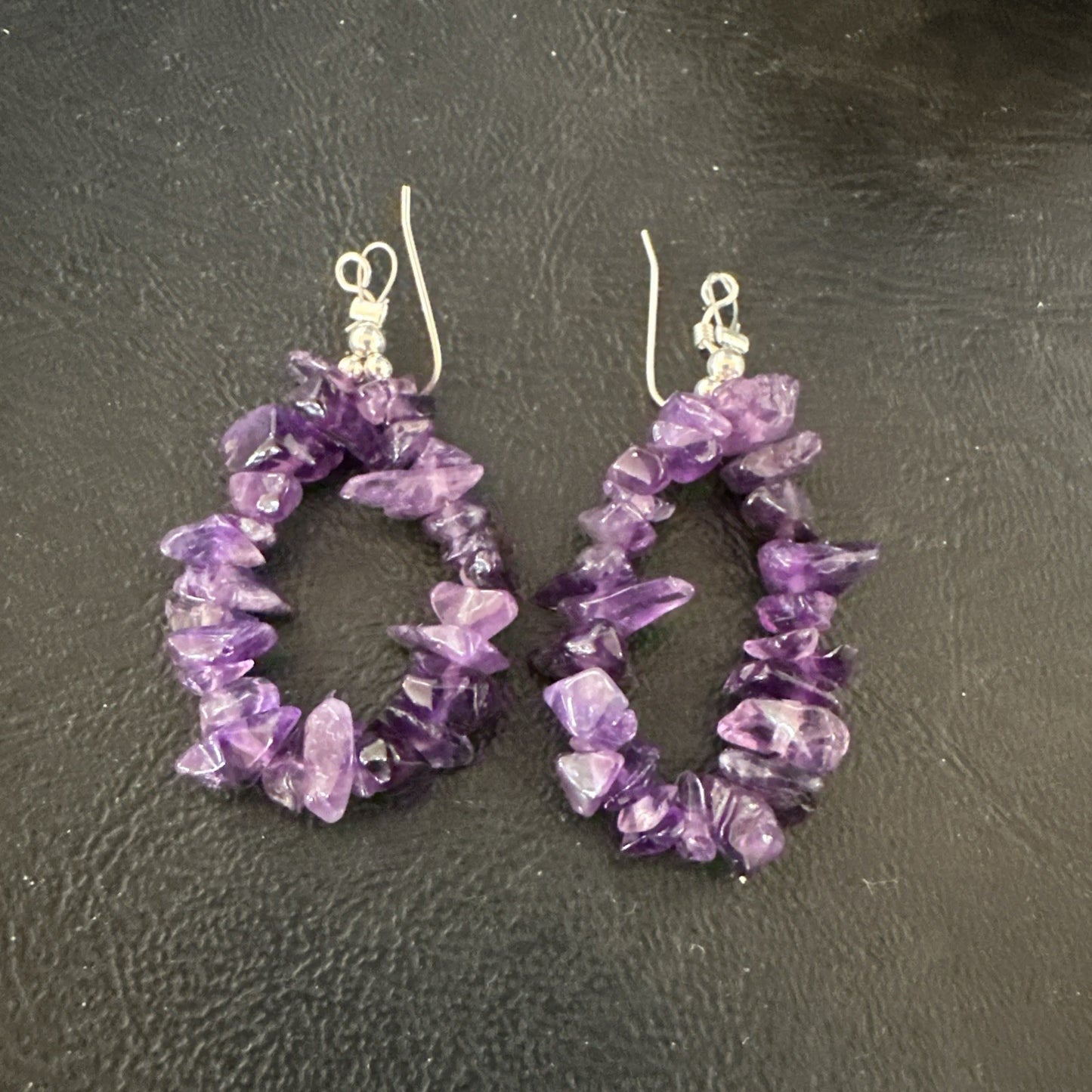 Purple Amethyst Nugget Bead Sterling Silver 1" Earrings 19019