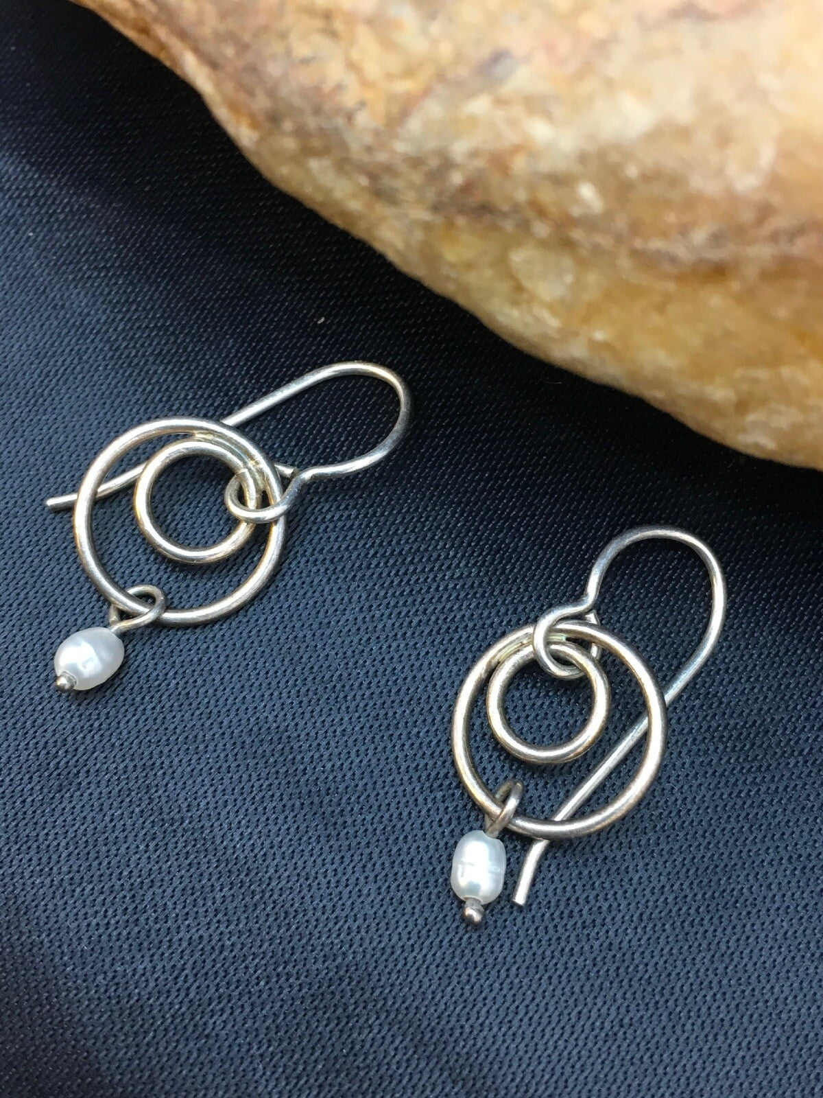 Native Navajo Sterling Silver Turquoise Bead Dangle Bear Paw Earrings 08785