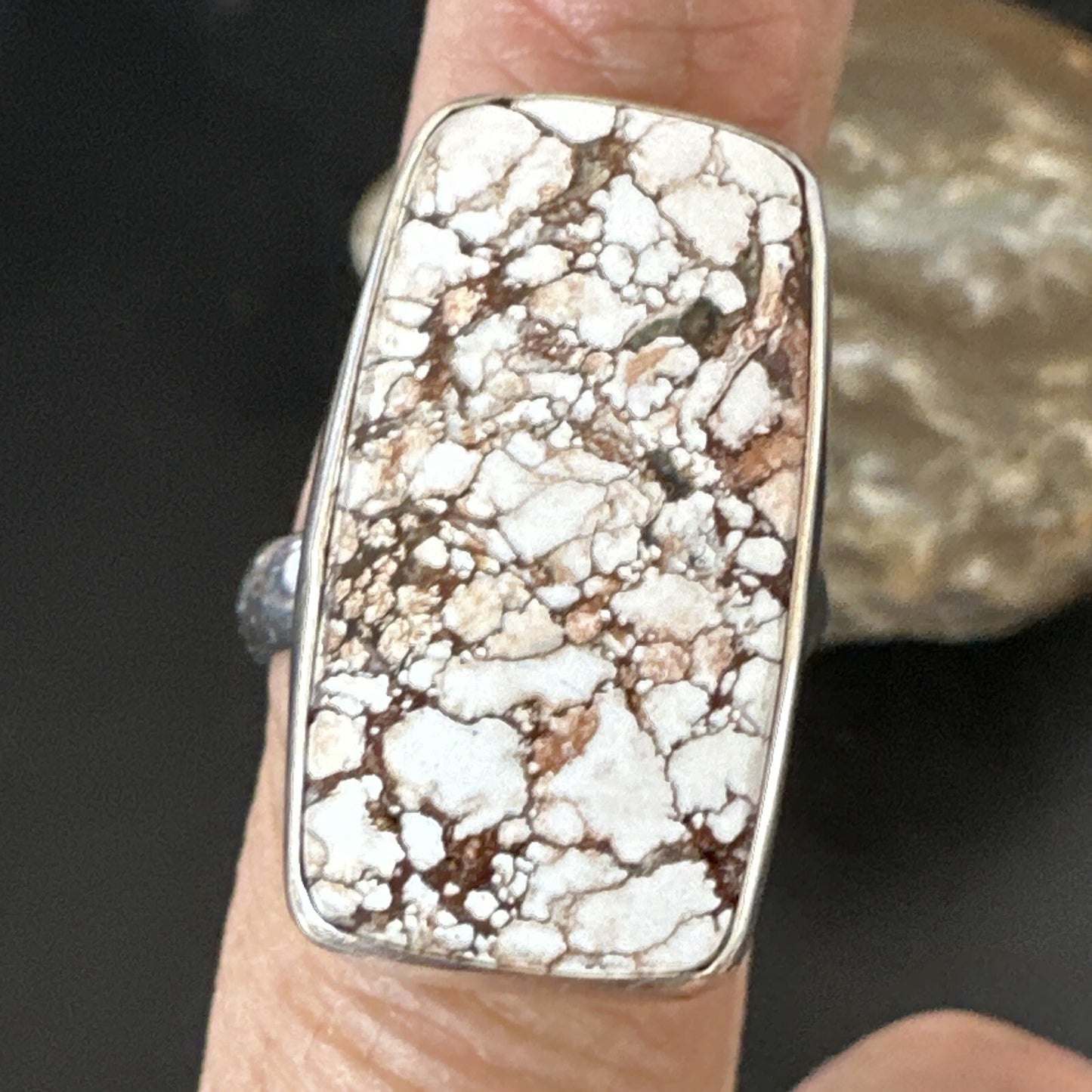 Mens Womens Wild Horse Turquoise Navajo Sterling Silver Ring Sz 8 17347
