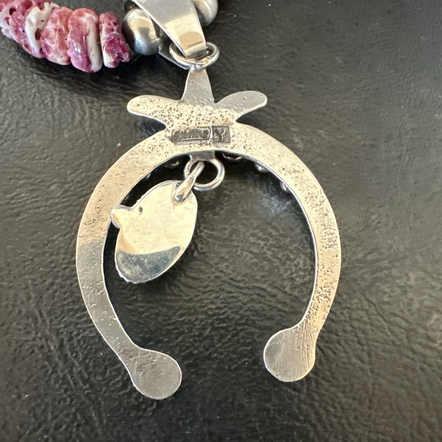 Purple Spiny Oyster MOP Naja Pendant Navajo Sterling Silver Necklace 17870