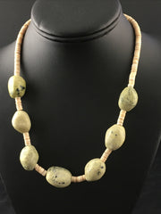 Chunky er Navajo Jasper Shell Beads Necklace 17" | Sterling Silver | Authentic Native American Handmade | 10247