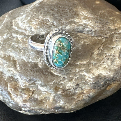 Womens Blue Sonoran Turquoise Navajo Sterling Silver Ring Size 10 18004