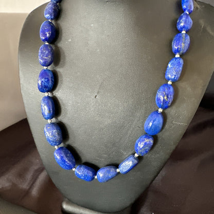 Mens Womens Lapis Lazuli Navajo Sterling Silver 21” Necklace 17750