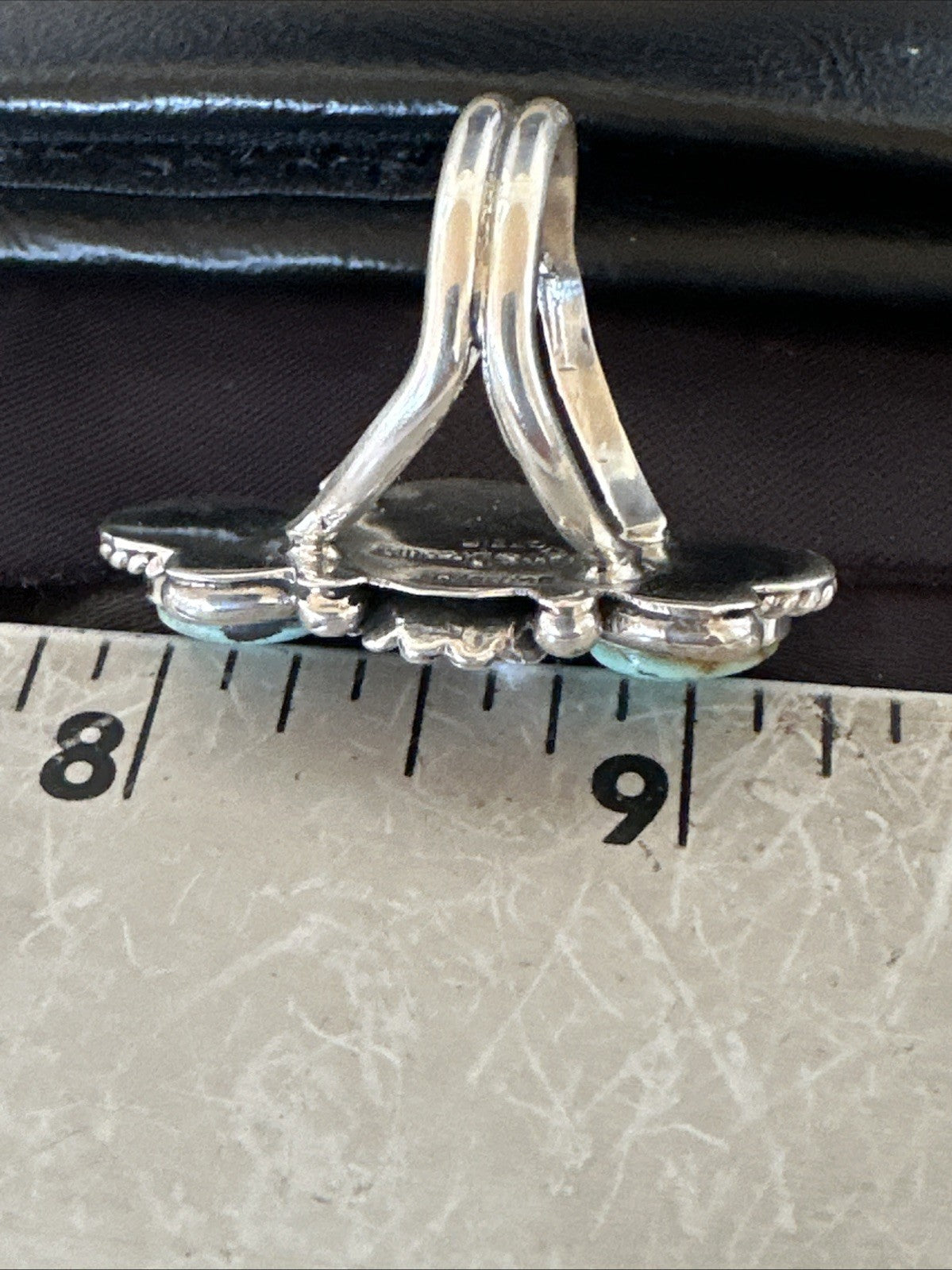 Yazzie Ring Blue Turquoise Navajo Sterling Silver Cluster Size 8 19220