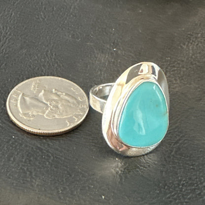 Blue Turquoise Spiny Oyster Southwestern Sterling Silver Ring Size 10 18531