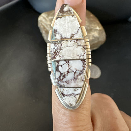 Mens Womens Wild Horse Turquoise Inlay Navajo Sterling Silver Ring Sz 7 19109
