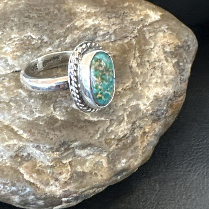 Womens Blue Sonoran Turquoise Navajo Sterling Silver Ring Size 10 18004