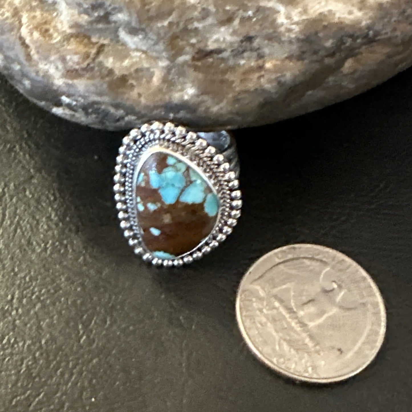 Blue Turquoise #8 Navajo Sterling Silver  Ring Size 6 18826