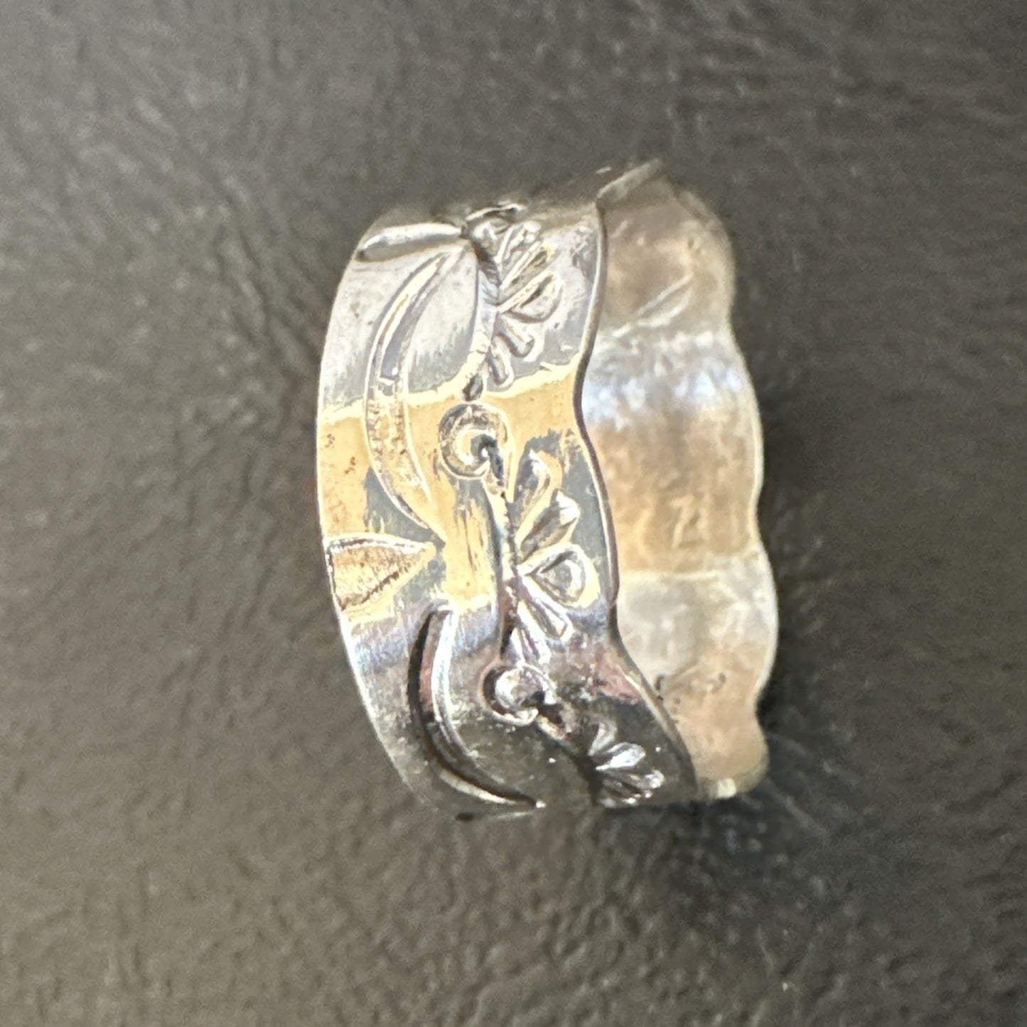 Mens Women Wedding Band Navajo Stamped Sterling Silver Ring Size 9.5 19064