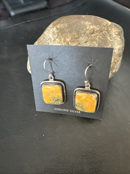 Womens Bumblebee Jasper Navajo Sterling Silver Earrings 15837