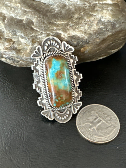 Navajo Sterling Silver Green Turquoise Ring Size 11.5 19615