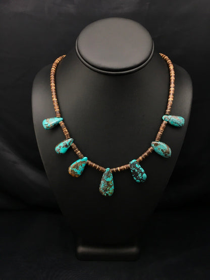 Spiderweb Turquoise & Bone Sterling Silver Santo Domingo Necklace 4286