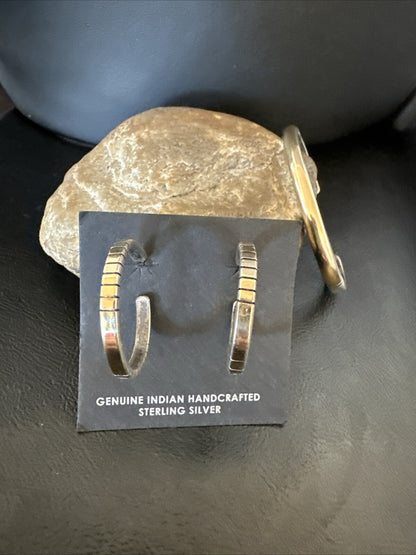 WoMens Navajo Sterling Silver 14K Gold Cuff Bracelet Earrings 18199