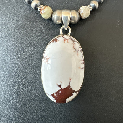 Mens Womens Wild Horse Turquoise Pendant Navajo Sterling Silver Necklace 19542