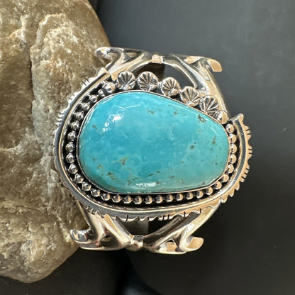 Tufa Women Blue Kingman Turquoise Navajo Sterling Silver Cuff Bracelet 19350
