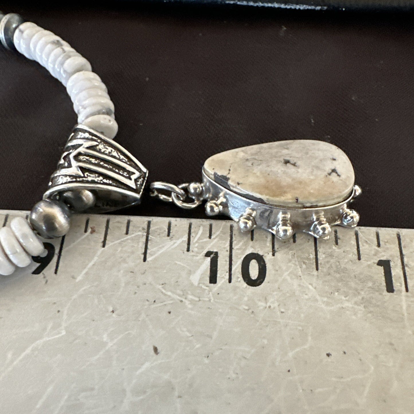 White Buffalo Turquoise Pendant Navajo Pearls Sterling Silver Necklace 22" 18261