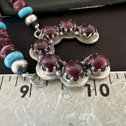 Purple Spiny Oyster Naja Pendant Turquoise Navajo Sterling Silver Necklace 18849