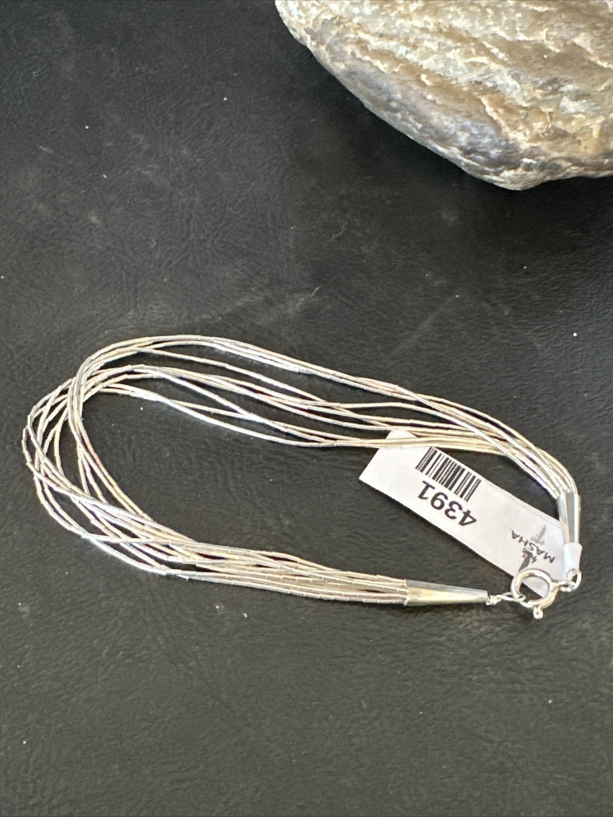Womens Heishi Liquid Sterling Silver 10 Strands Bracelet 8” 4391