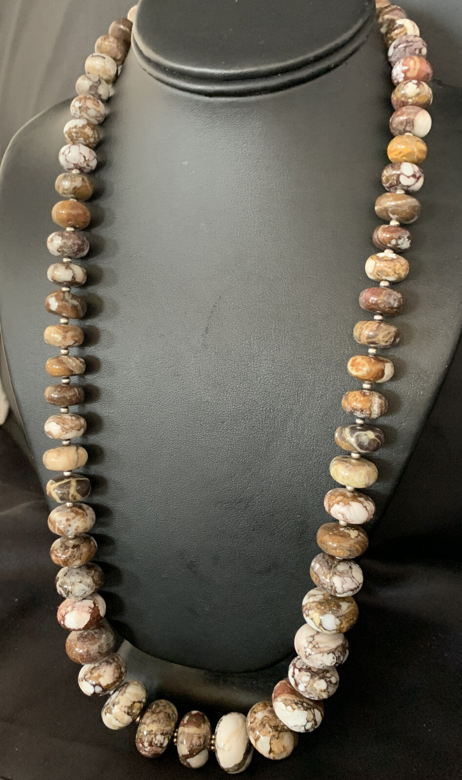 27" Wild Horse Navajo Pearls Sterling Silver Crazy Turquoise Necklace 13887