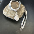 White Buffalo Turquoise Pendant Navajo Pearls Necklace 22" | Sterling Silver | Authentic Native American Handmade | 18258