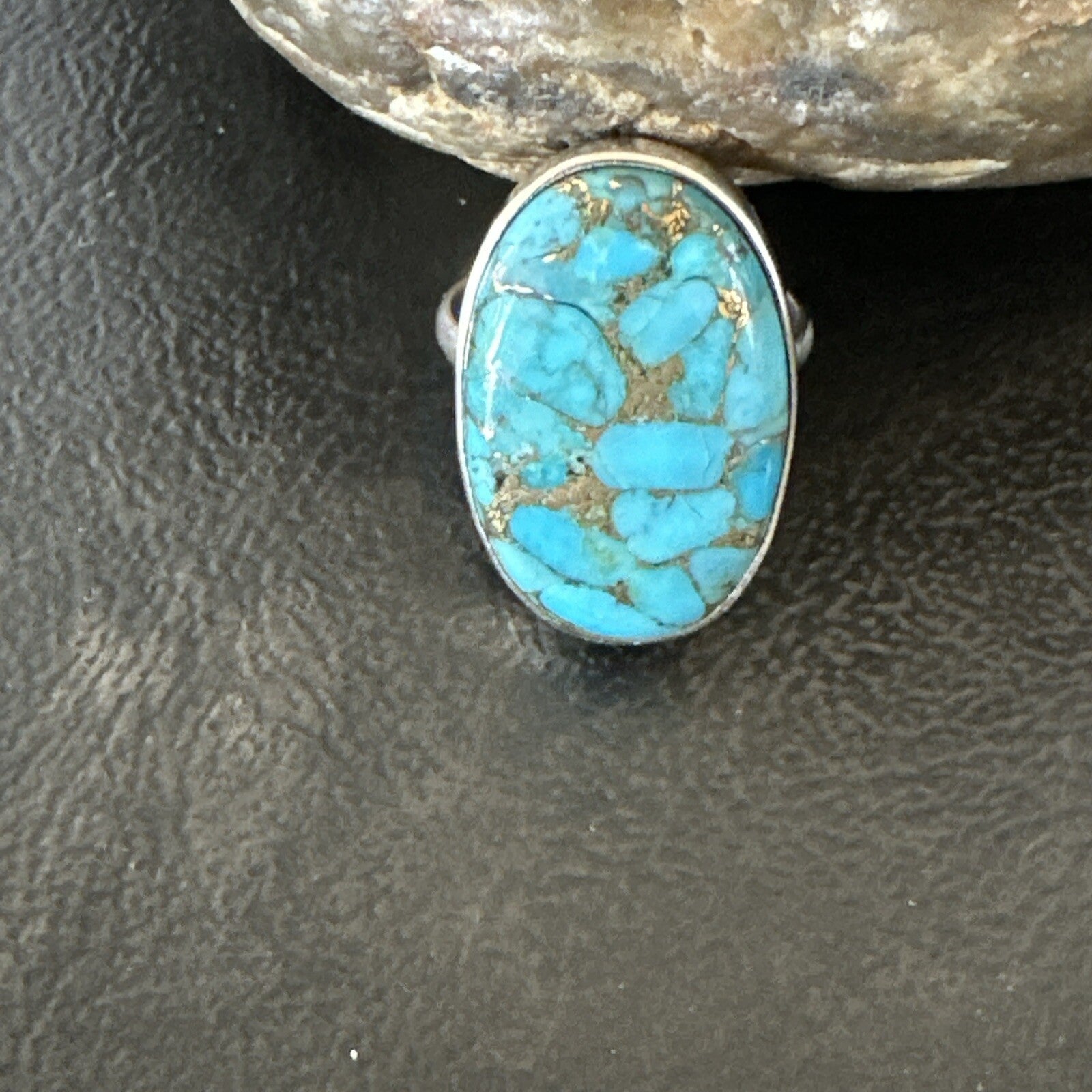 Mohave Native Navajo Sterling Silver Blue Turquoise Ring Sz 7 18241