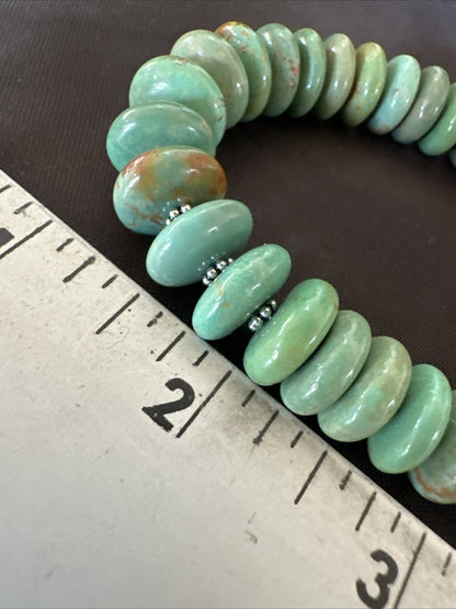 Green Turquoise Spiny Oyster Sterling Silver Beads Necklace 18302