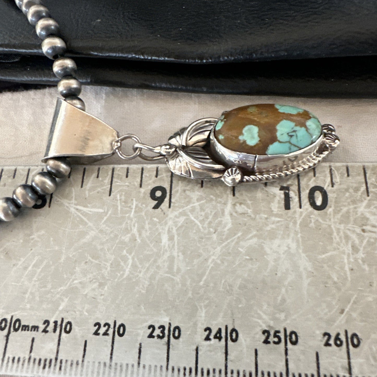 Men Women Blue Turquoise#8 Pendant Navajo Sterling Silver Necklace 19663