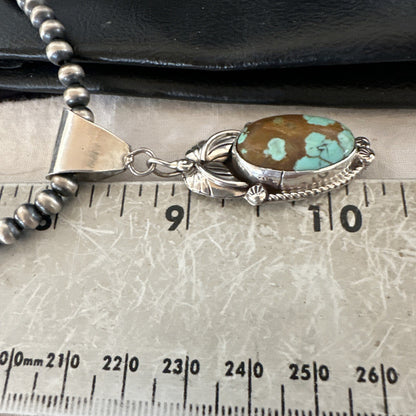 Men Women Blue Turquoise#8 Pendant Navajo Sterling Silver Necklace 19663