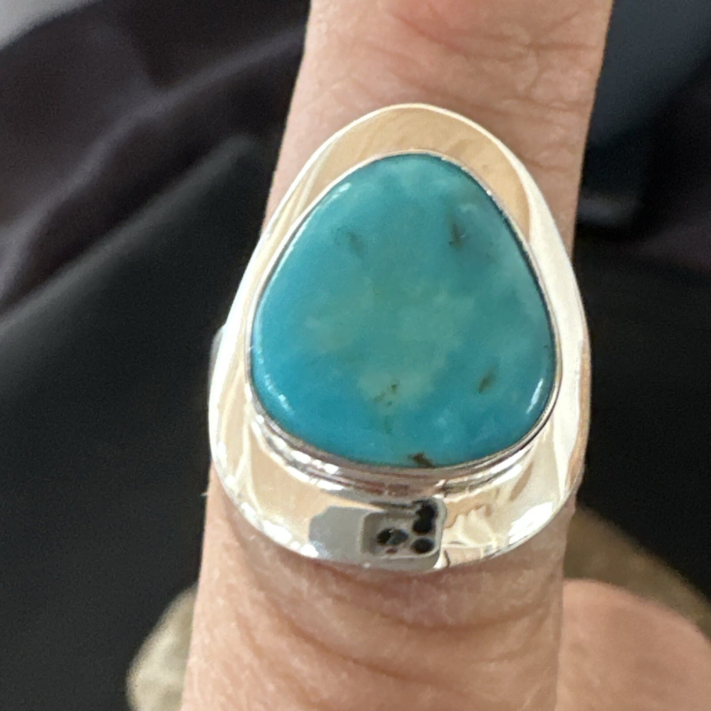 Southwestern Sterling Silver Blue Kingman Turquoise Ring Size 7 18506