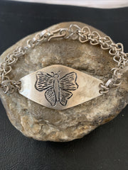 Butterfly Navajo Old Pawn Link Bracelet | Sterling Silver | Authentic Native American Handmade | 01467