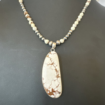 Mens Womens Wild Horse Turquoise Pendant Navajo Sterling Silver Necklace 19572