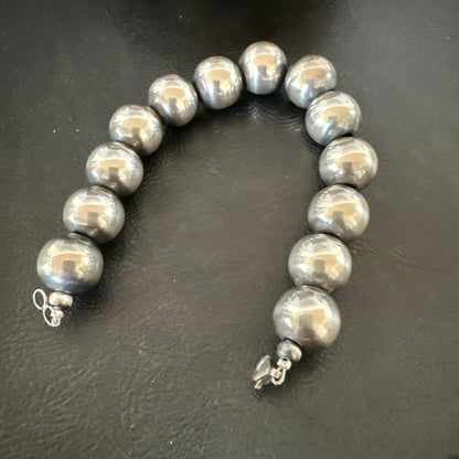 14mm Round Beads 7” Sterling Silver Beads Bracelet 91407