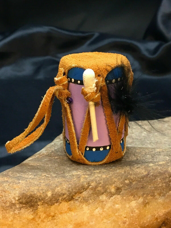 Leather Drum Model 2"Southwestern Car Charm Mirror Dangler | Authentic Native American Handmade | 08924