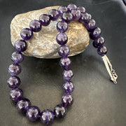 12mm Purple Amethyst Southwestern Necklace 19" | Sterling Silver | Authentic Native American Handmade | 18619