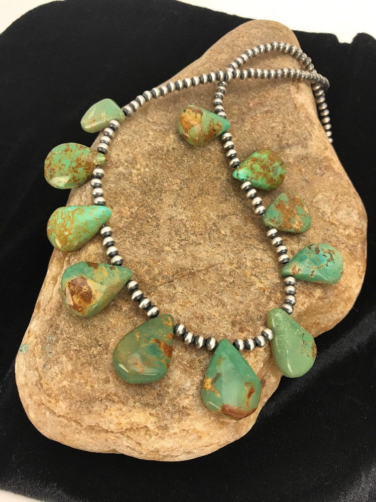 Native American Navajo Pearls St Silver Royston Turquoise Necklace 10072