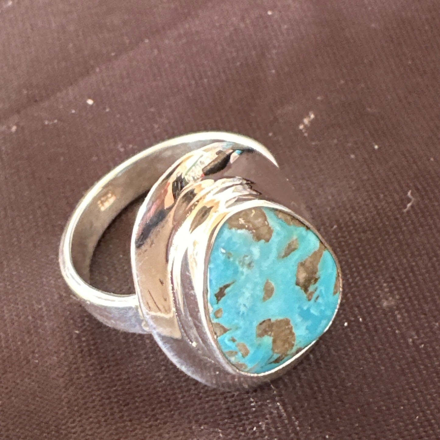 Southwestern Sterling Silver Blue Kingman Turquoise Ring Size 8 18520