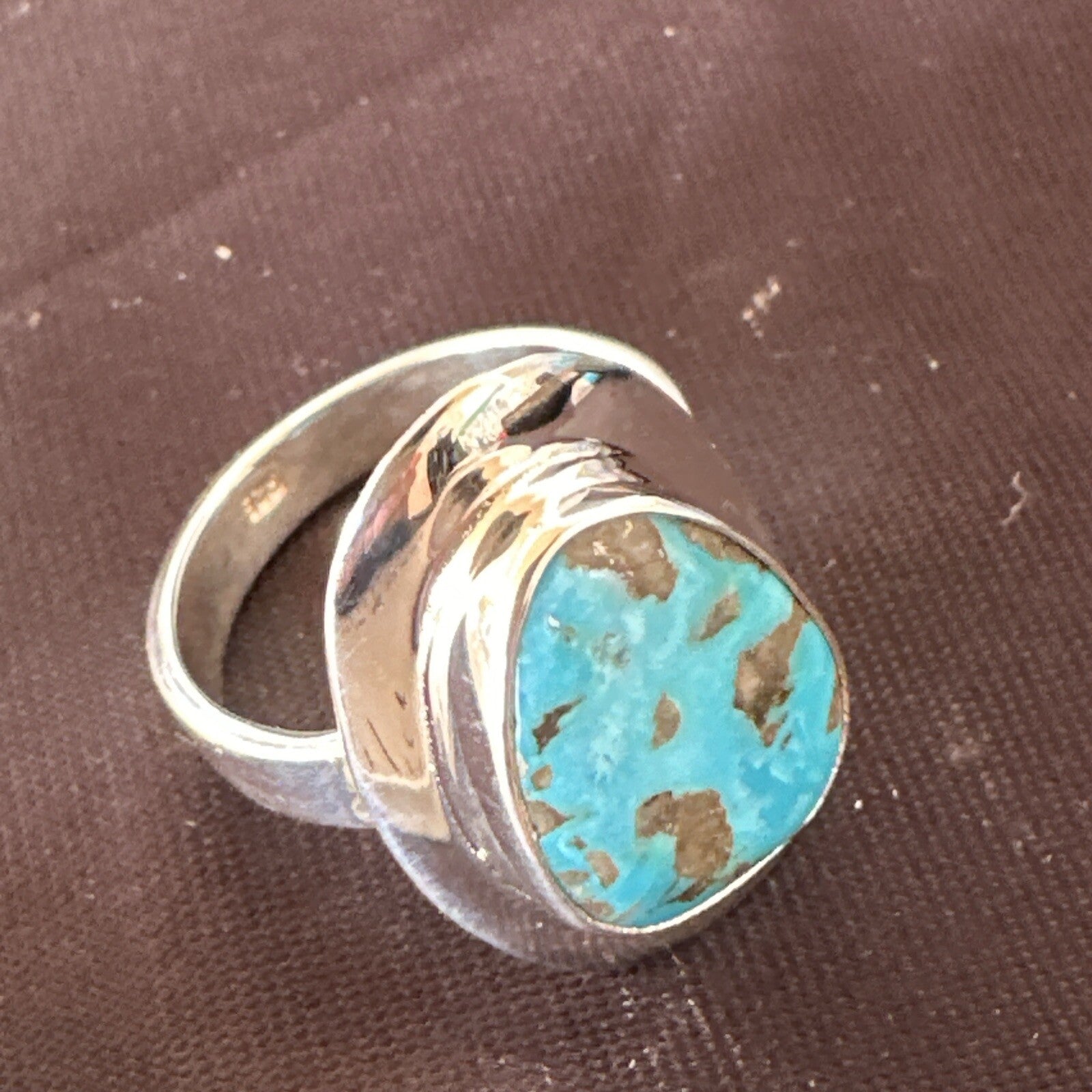 Southwestern Sterling Silver Blue Kingman Turquoise Ring Size 8 18520