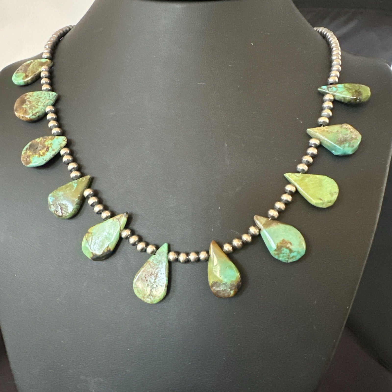Navajo Pearls Sterling Silver Royston Turquoise 20" Necklace 00484