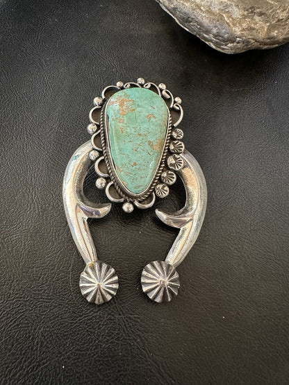 XXL Men Women Green Royston Turquoise Naja Sterling Silver Pendant Navajo 19528