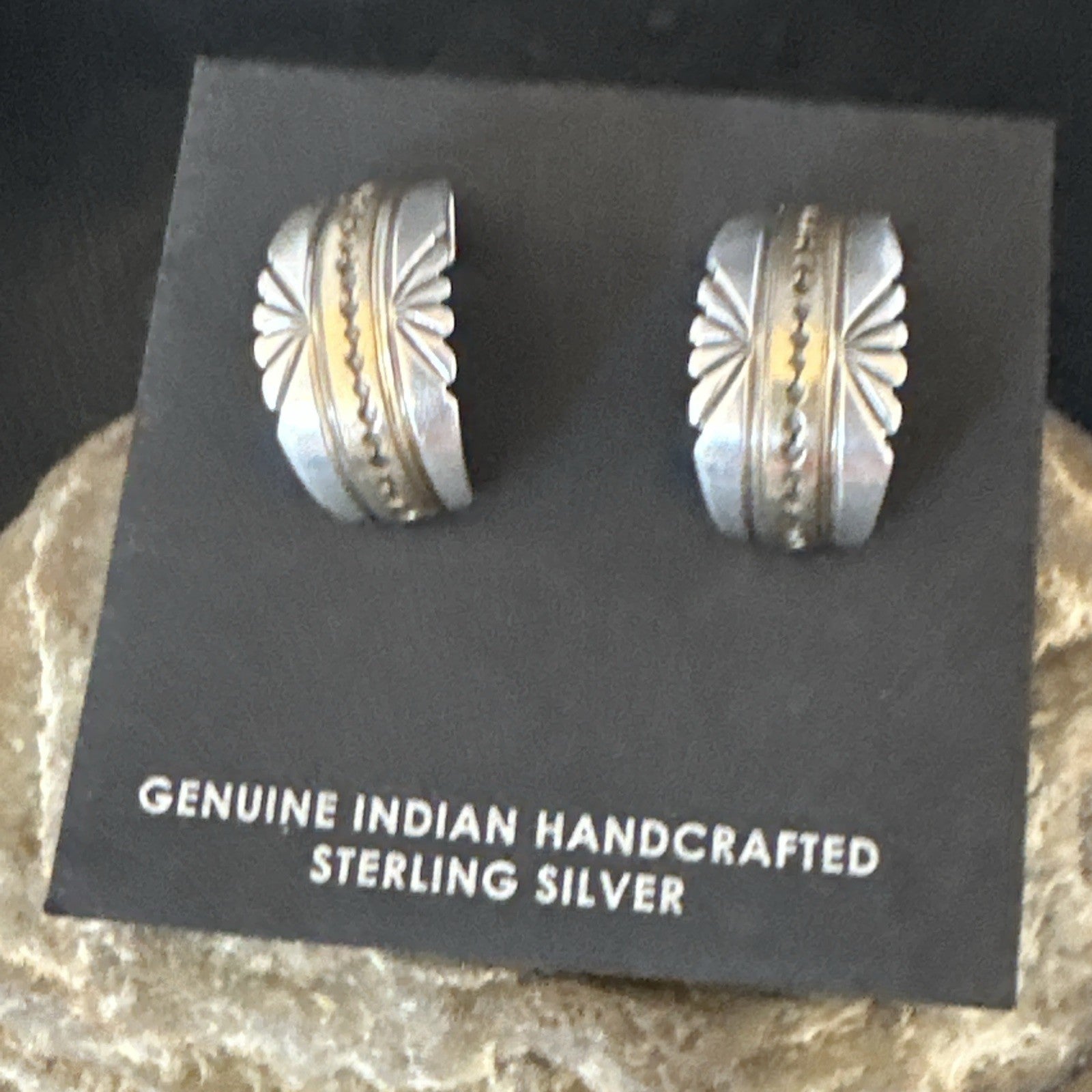 Old Pawn Navajo Stamped GF Sterling Silver Native American Earrings 19091