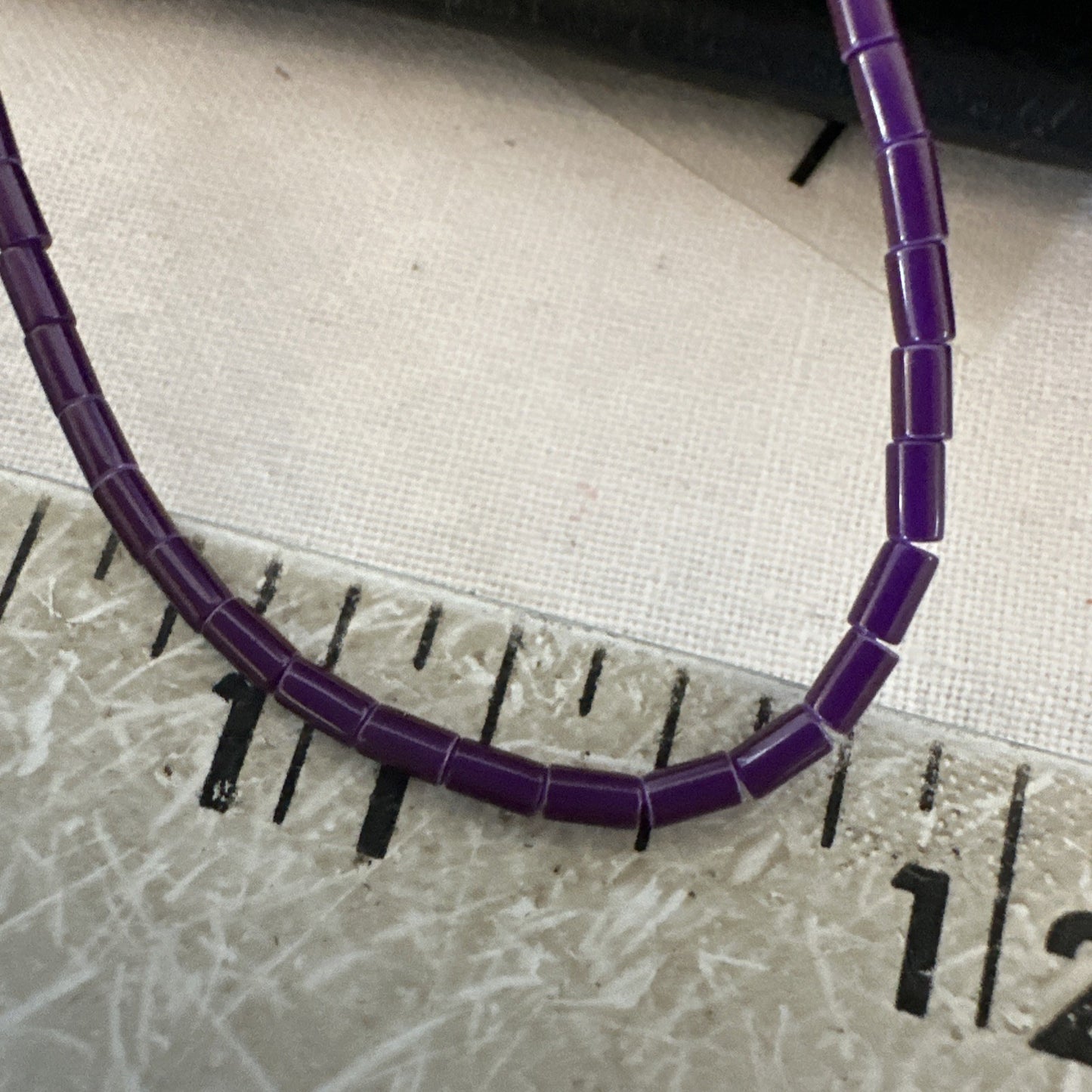 Purple Stone Heishi Bead Stabilized 3 Strand Sterling Silver Necklace 19702