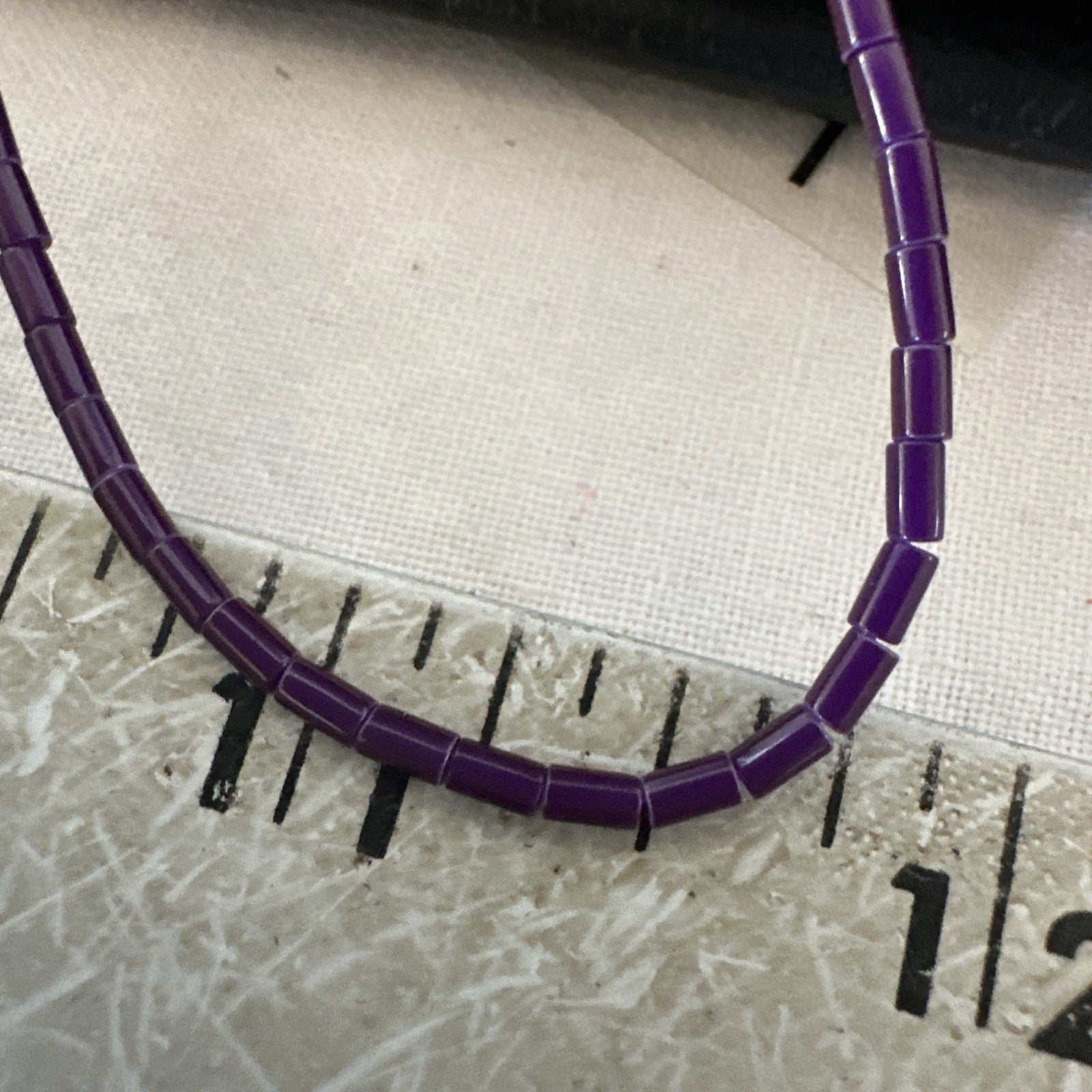 Purple Stone Heishi Bead Stabilized 3 Strand Sterling Silver Necklace 19702