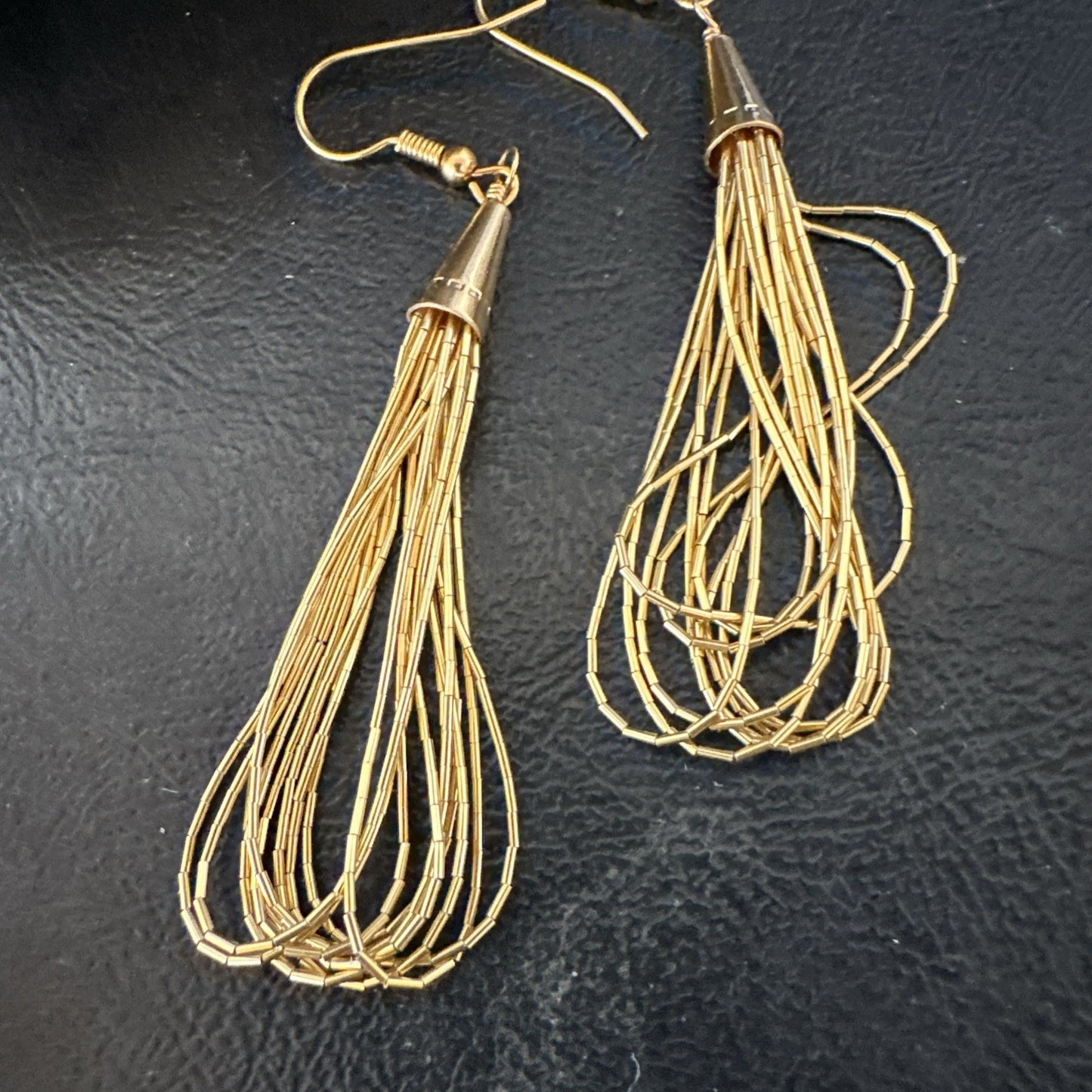 Liquid Sterling Silver Goldfilled 10 Strand Heishi Dangle 3" Earrings 19723