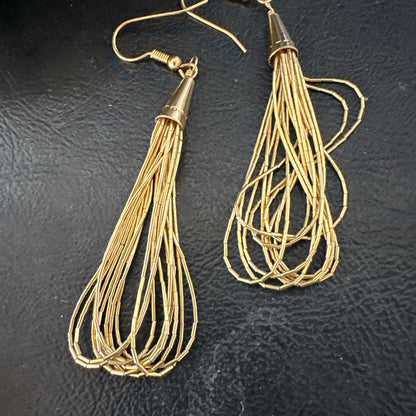 Liquid Sterling Silver Goldfilled 10 Strand Heishi Dangle 3" Earrings 19723