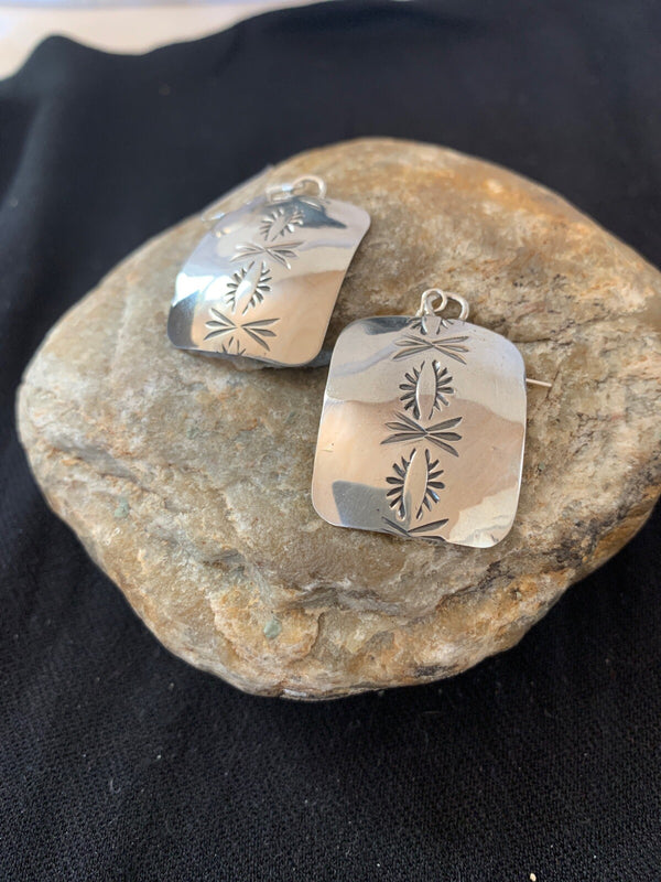 Navajo Stamped Earrings Set | Sterling Silver | Authentic Native American Handmade | 4835